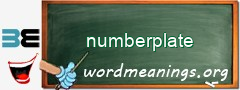 WordMeaning blackboard for numberplate